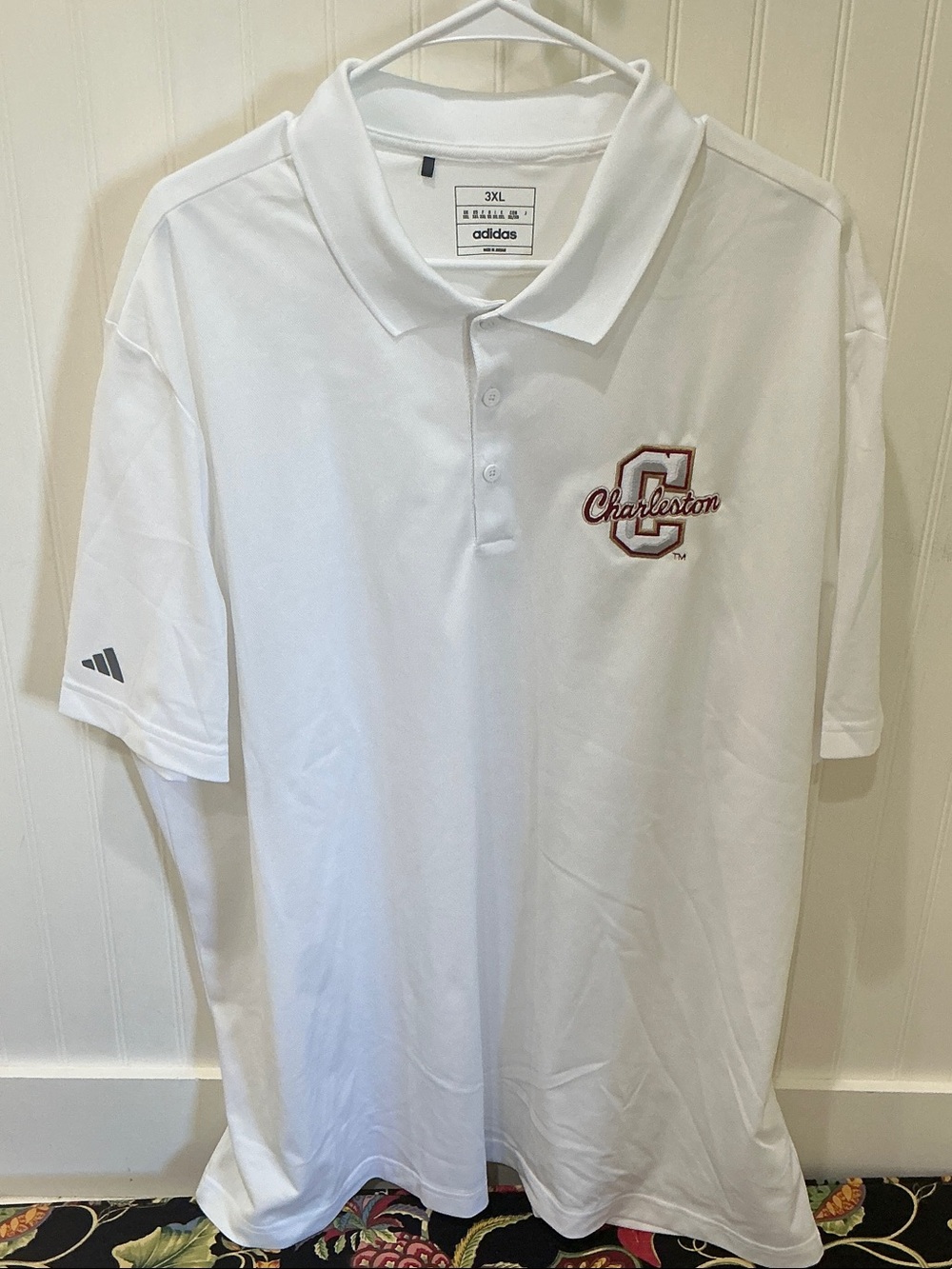 adidas White Charleston Embroidered Polo